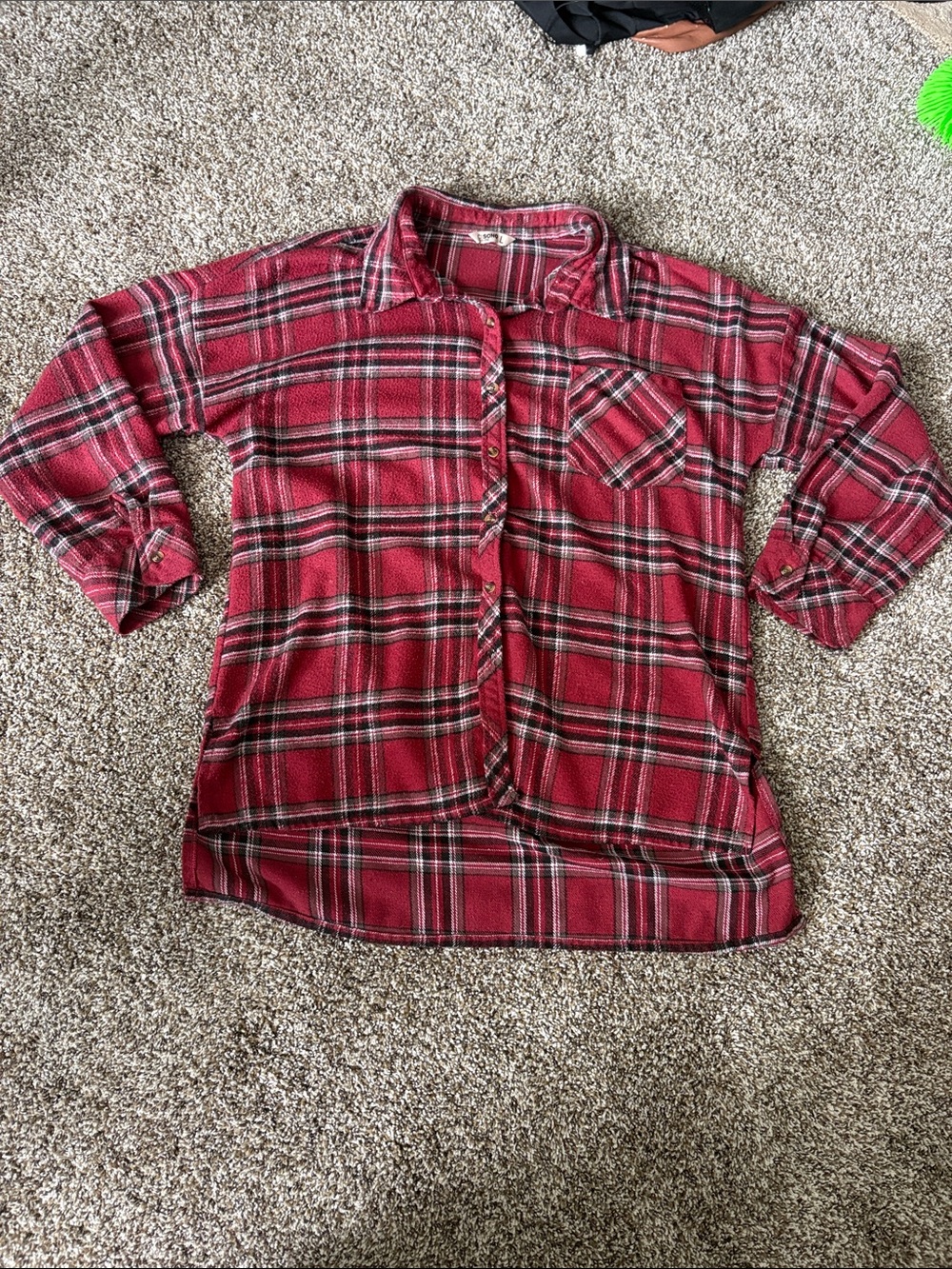 Red Plaid Button-Up Shirt - Casual Long Sleeve Cisono